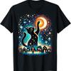 Giant Cat And Moon Astrology T Shirt - Men's Summer Cotton Graphic Tee