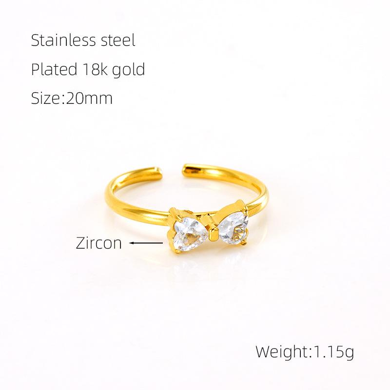 French Fine Ring Women s Tide 18K Fashion Love Zircon Bow Open Ring 2026 Resizable