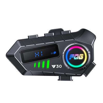 Y30 Motorradhelm Intercom Moto Headset Stereo Sprachsteuerung Bluetooth 6.0 Freisprechanruf Wasserdicht 1000mAh Mit LED-Licht