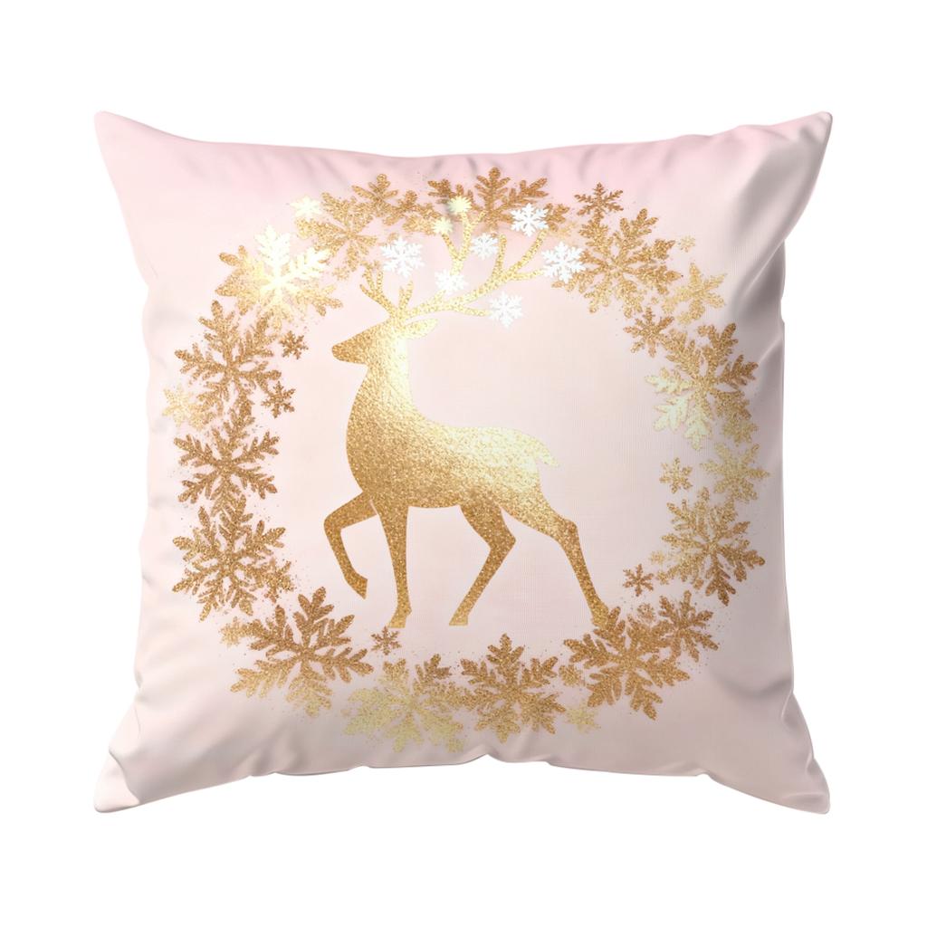 Pink Gold Christmas Pillowcase Printed Polyester 40/45/50cm Throw Pillowcover Decorative Sofa Cushion Pillowslip Home Decor