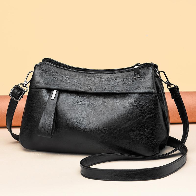2023 New Fashion Soft Leather Shoulder Bag For Women Mom Large Capacity Multilayer Solid Color