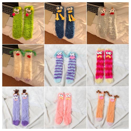 Funny Fuzzy Socks Women Men Fluffy Crew Socks Crazy Cartoon Silly Socks for Home Indoor Wear Sleep Christmas Birthday Gift
