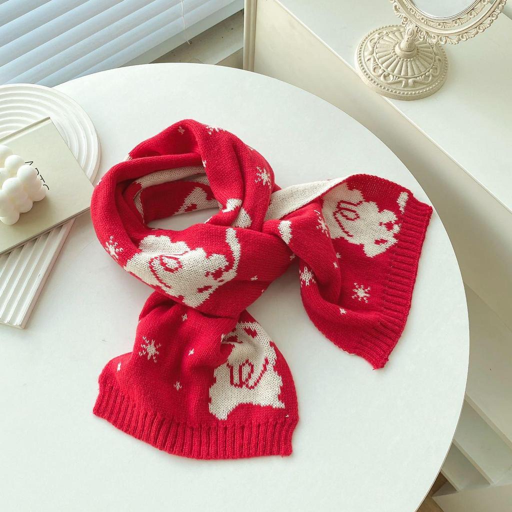 2024 Damen Schal im koreanischen Stil mit Rentier - Warmer gestrickter Weihnachts-Schlauchschal, Perfektes Winter-Geburtstagsgeschenk