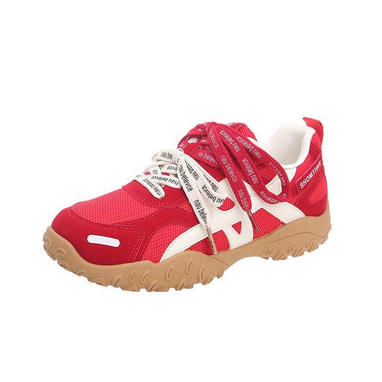 2025 Retro Versatile Agam De Training Shoes Women's Summer Leather Inner Height Increase Mesh Breathable Soft Sole Pair of Shoelaces Dad Shoes