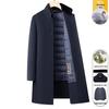 Men's Single-Breasted Stand-Collar Wool Gabardine Trench Coat - Business Casual Long Jacket