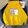Cartoon Cute Peach Cat Hoodies Women Aesthetic Clothing Kawaii Sweatshirts for Girls Winter Fleee Pink Tops Long Sleeve