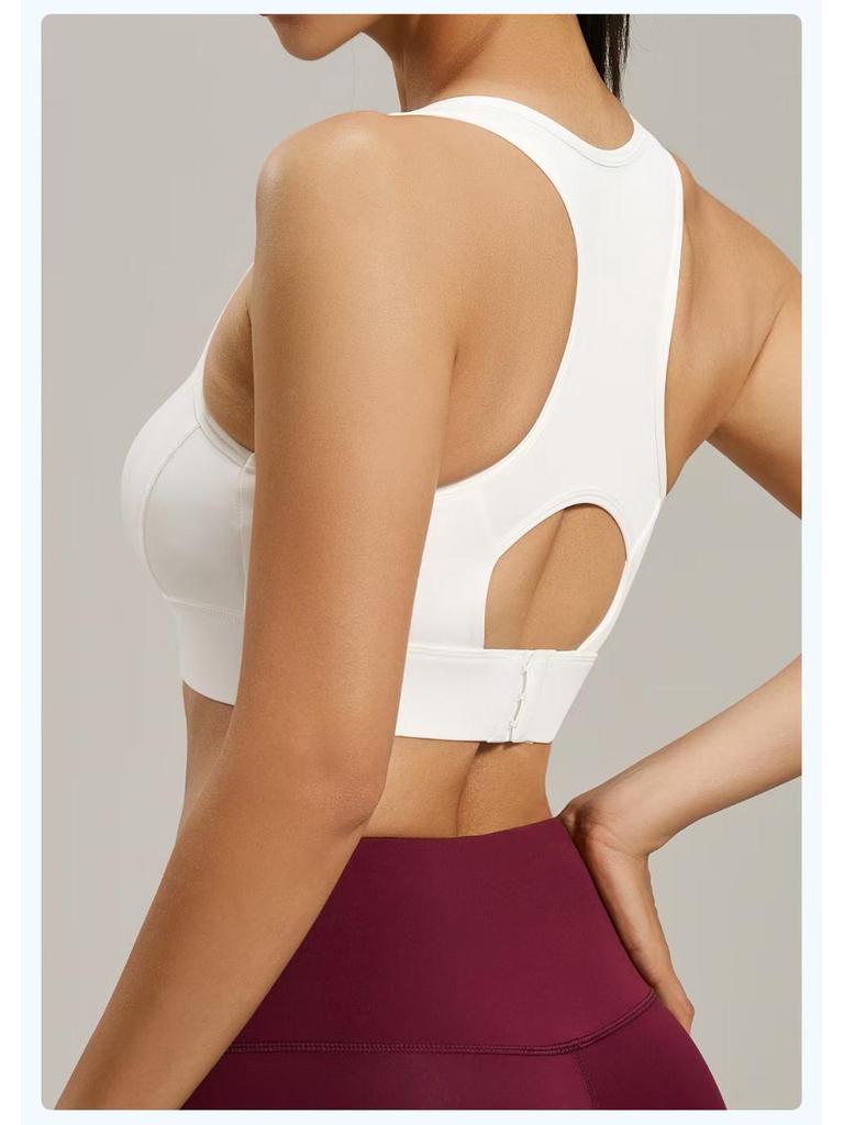 Women's Racerback Shockproof Sports Bra with Beautiful Back Design and Hook-and-Eye Closure