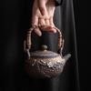 Vintage Japanese Style Rustic Ceramic Tea Kettle / Heating Base - Portable Handle Teapot for Home Use