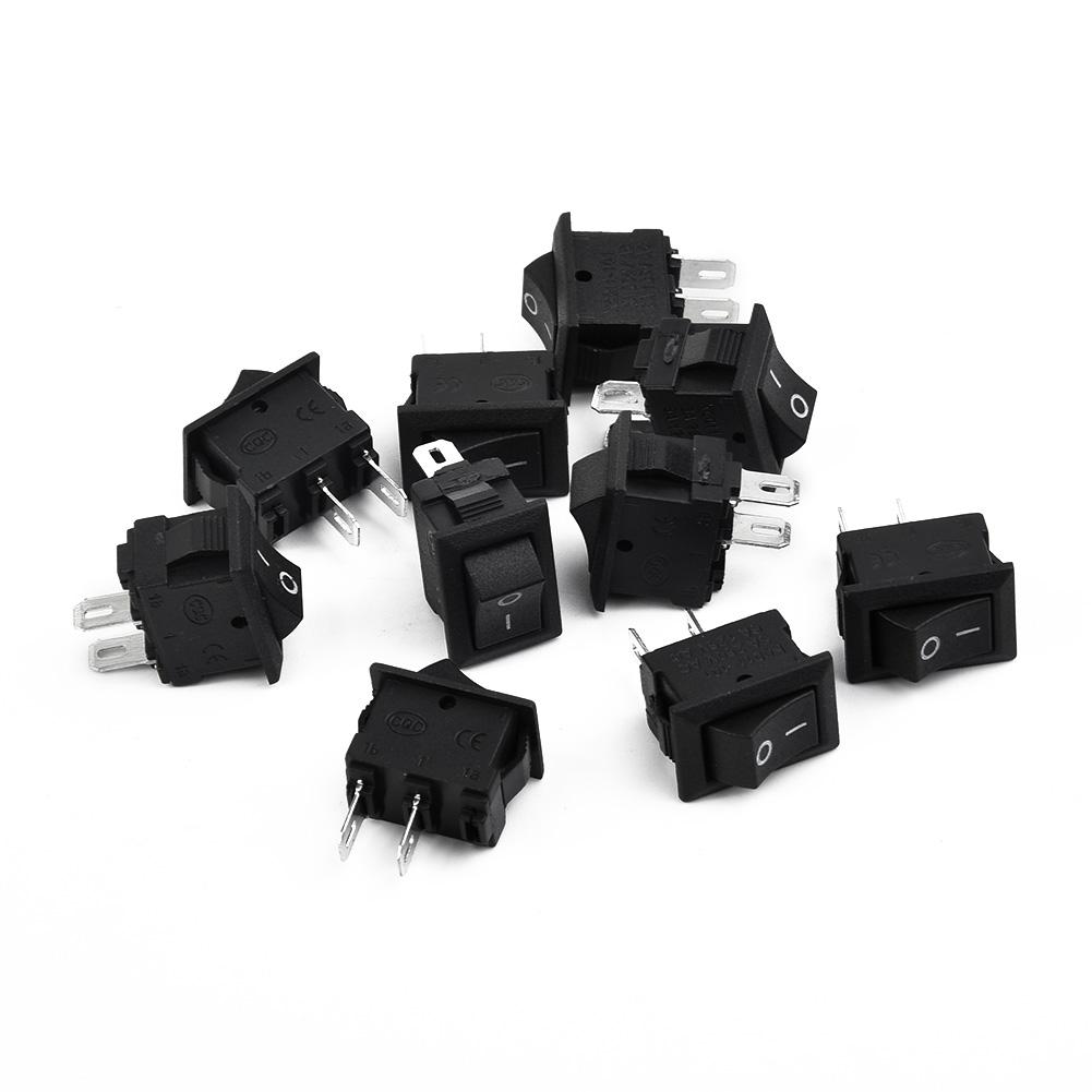 10Pcs X 2 Pin On-Off 2 Terminals SPST Boat Rocker Switches DC 12V 16A Black