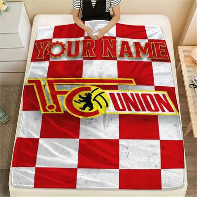 1PC Custom Name 1. FC Union Berlin Patterned Flannel Blanket Suitable For All Seasons for Home Decor Warmth and Comfort Gifts Holiday Present_xia