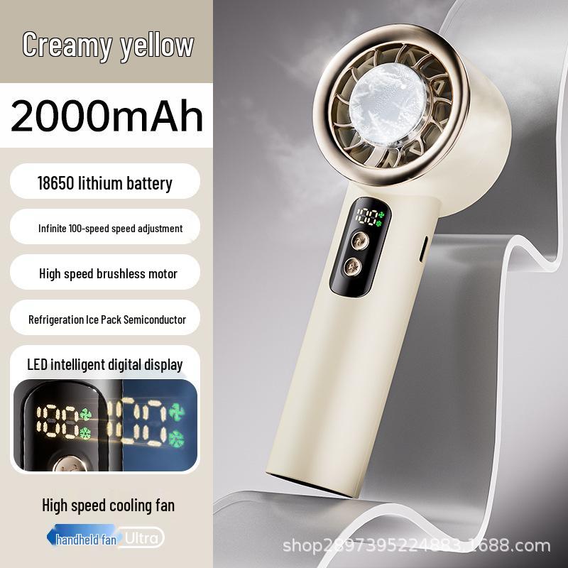 Handheld Mini Rechargeable Turbine Fan with Cooling Ice Pack for Desktop Use