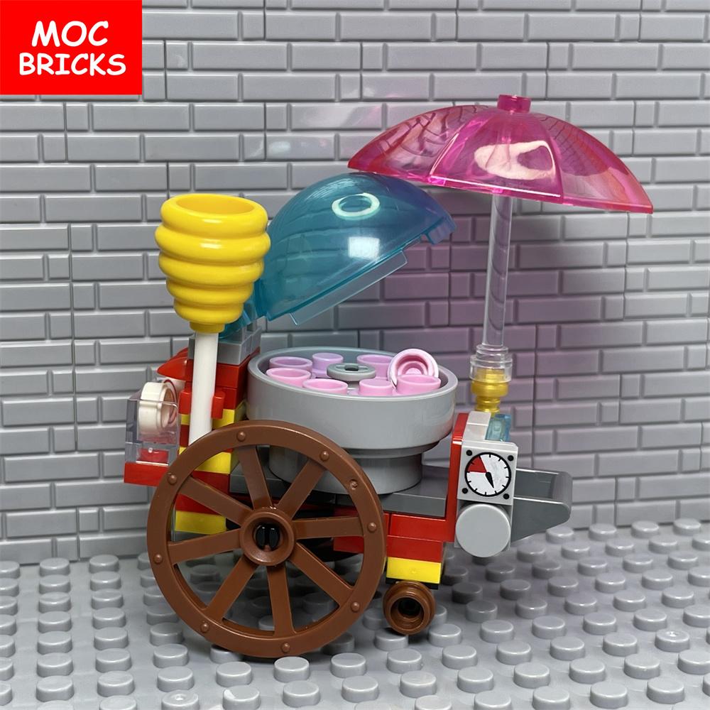 12pcs/lot MOC Bricks Cotton Candy Sugar Friends Building Mini Block Kits Model Toys Book City Girls Club Amusement Park