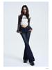 Jeans a zampa retro a vita a V da donna 2025 - Pantaloni a zampa a vita bassa trendy