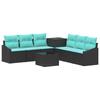 Sofa Set 8 Pcs Black and Blue Poly Rattan and Steel