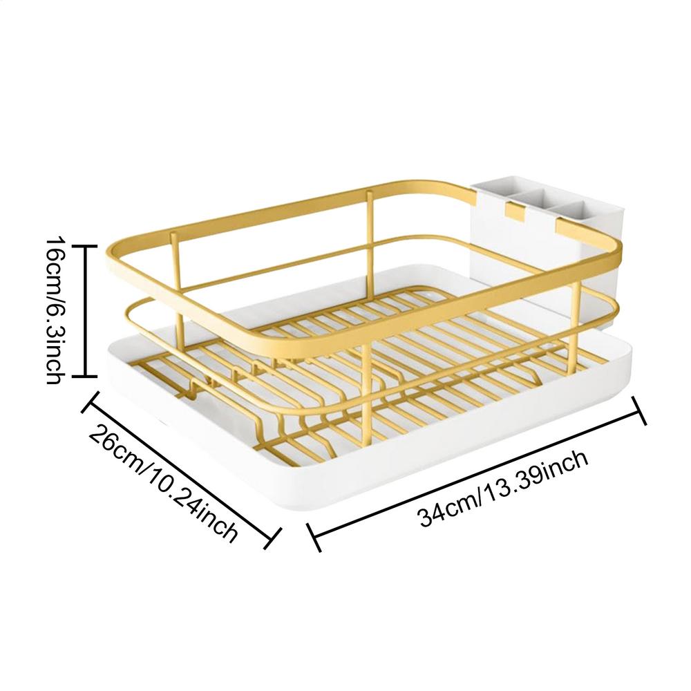 Dish Draining Rack Cutlery Rack with Drain Tray Cup Holder Cutlery Holder Kitchen Countertop Storage Rack Kitchen Accessories