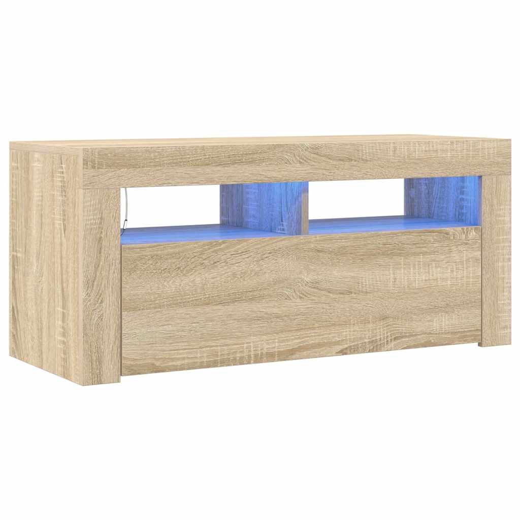 vidaXL TV-Schrank mit LED-Leuchten Sonoma-Eiche 90x35x40 cm