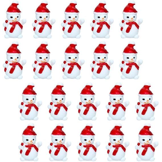 50pcs Mini Snowman Figurines Decoration,Christmas Tiny Resin Snowman Ornament with Hat for Christmas Micro Landscape Ornament