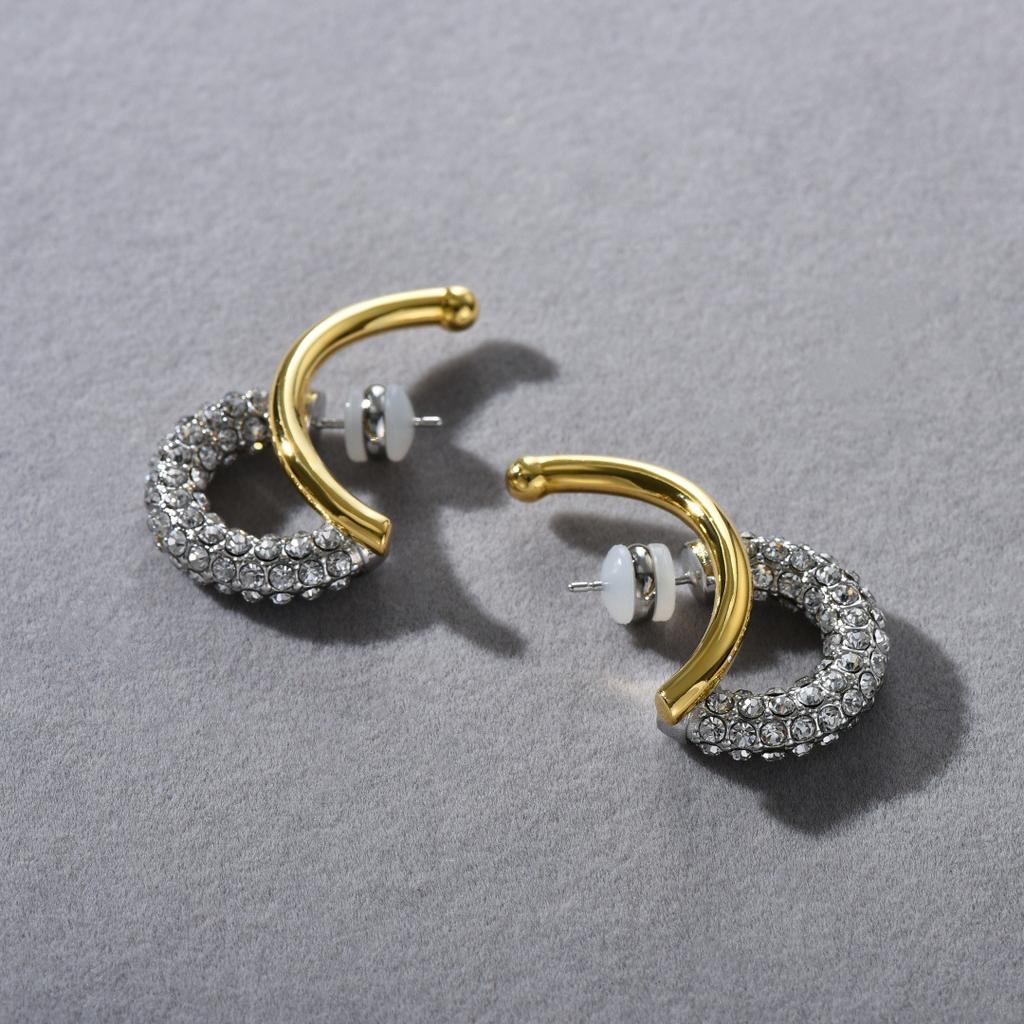 Mode Pendler Muss Einfügen Der Schlichte Ring Mit Diamanten S925 Silbernadel Steckerohrringe, Personalisierte Einzigartige Leichte Luxusohrringe