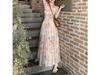 2025 French Retro Floral Halter Sundress: Women's Summer Backless Waist-Hugging Long Dress