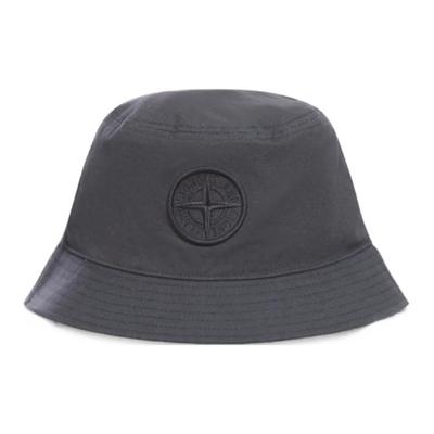 STONE ISLAND Logo Bavlněný rybářský klobouk Unisex klobouky Černá 811598161-V0029