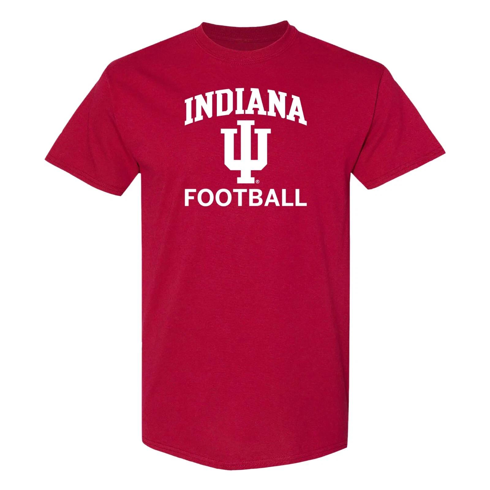 Indiana Hoosiers Arch Logo Football T Shirt - Cardinal 4XL