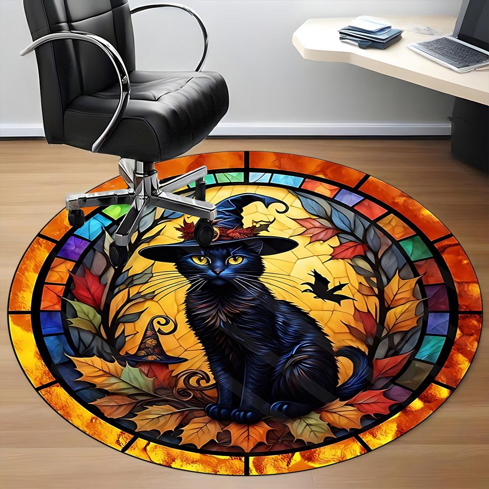 1PC Halloween Cat Chair Carpet for Office Non-Slip, Lightweight, Machine Washable Rug for Office, Sleeping, Room - Holiday Decor