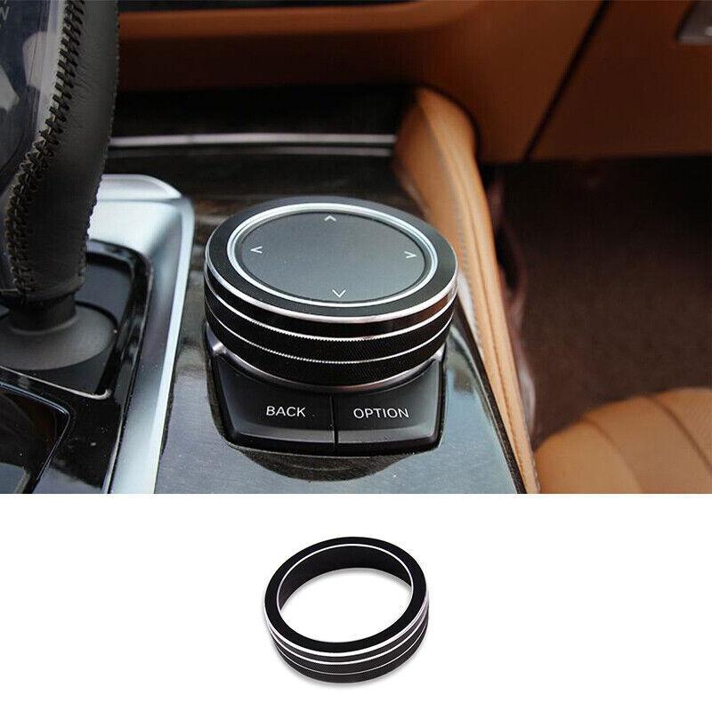 Black Aluminum Middle Console Multimedia Knob Ring Trim For BMW 5 Series 2018-22