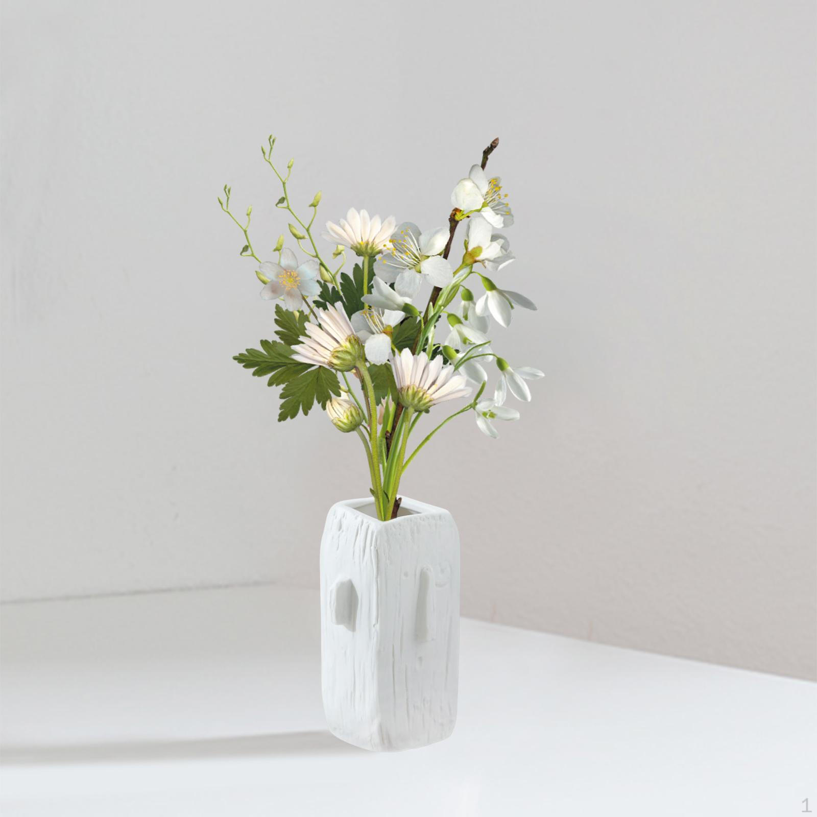 Abstract Face Ceramic Vase Flower Pot Table Centerpieces Organizer Jar Decors Bud Head Planter 9.8cmx16.6cm