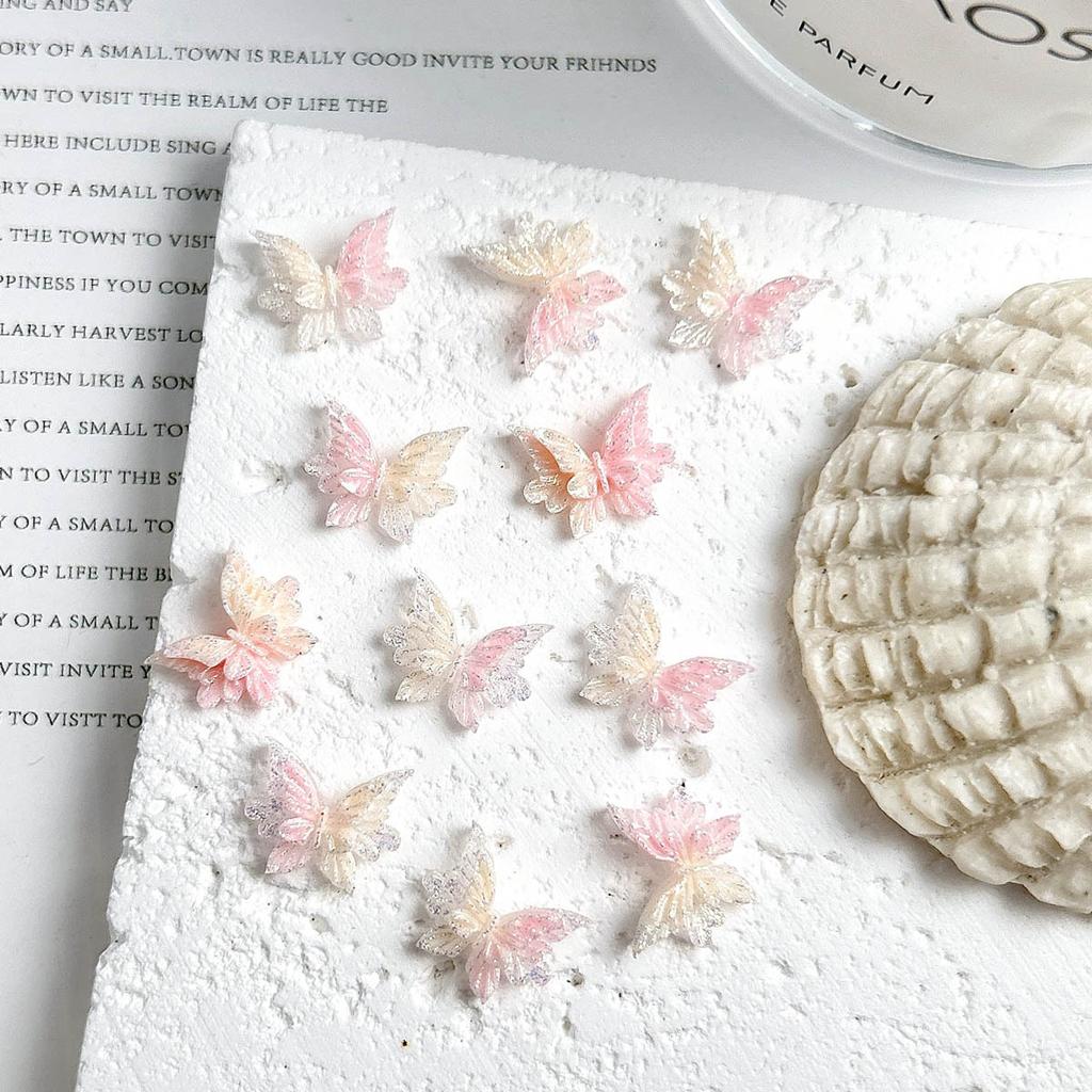 New Resin Luminous 3D Double Layer Embossed Butterfly Nail Art Decorations DIY Handmade Wearable Nail Earrings Accessories Wholesale