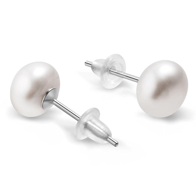 Boucles d'oreilles puces en argent sterling 925 et perles d'eau douce - Bijoux de mode style coréen pour Noël