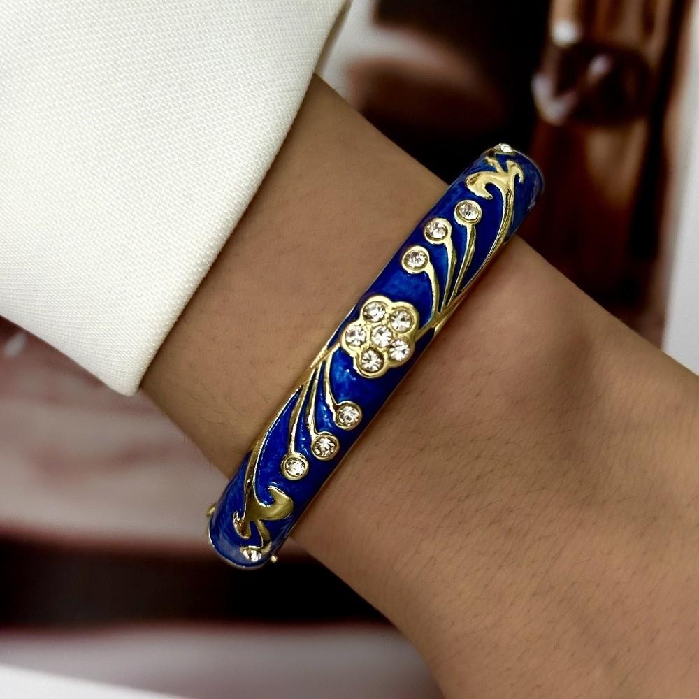 Tropfendes Öl Emaille Armreif Blume Breiter Armreif Retro Geometrisch Cloisonné Armreif Damen