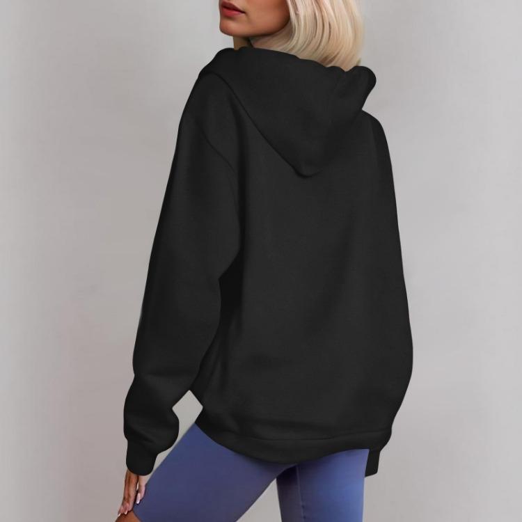 Women Hooded Jacket Casual Loose Zipper Cardigan Long Sleeve Sweatshirt Fashion Outerwear