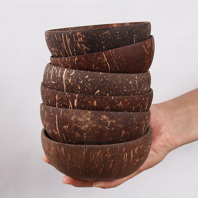 Bol din nucă de cocos naturală Veselă din lemn Salată de fructe Fidea Bol de orez Bol creativ din coajă de cocos Veselă decorativă de bucătărie
