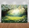 Spring Fantasy Sunny Forest Flowers Background Photo Props Photography Background Wedding Birthday Party Decoration Room Poster