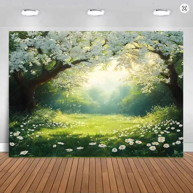 Spring Fantasy Sunny Forest Flowers Background Photo Props Photography Background Wedding Birthday Party Decoration Room Poster