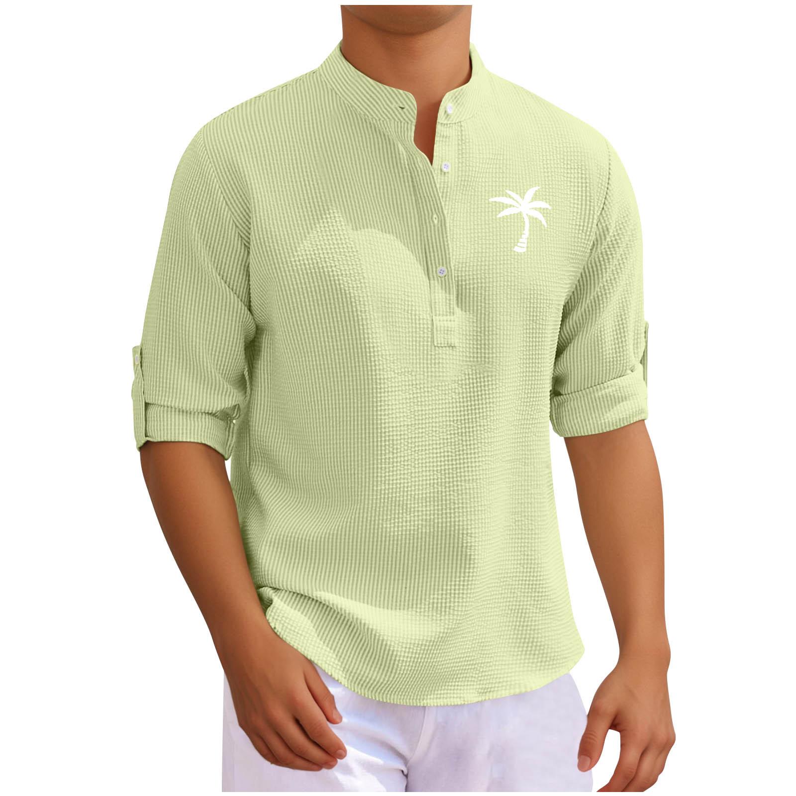 

Мужская футболка с длинным рукавом, воротником-стойкой, застежкой на пуговицы, с принтом кокосов, мужской повседневный спортивный топ 3XL