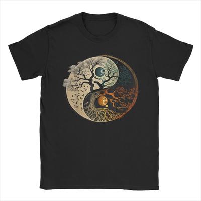 Nieuwigheid Spirituele Yin Yang Boeddhistische Levensboom T-shirt Heren Ronde Hals Katoenen T-shirts Korte Mouw T-shirt Cadeau Kleding