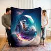 Astronaut Flannel Throw Blanket Out Space Galaxy Star Moon Blanket Comfortable Warm Lightweight for Bed Couch Sofa Decoration