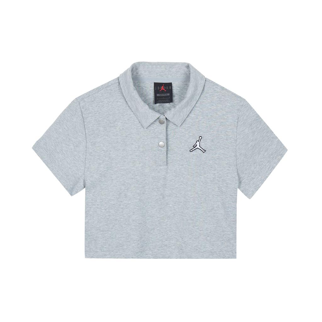 Jordan T-shirt Polo à Manches Courtes Logo Couleur Unie Femme Hauts Gris Clair DZ3333-063