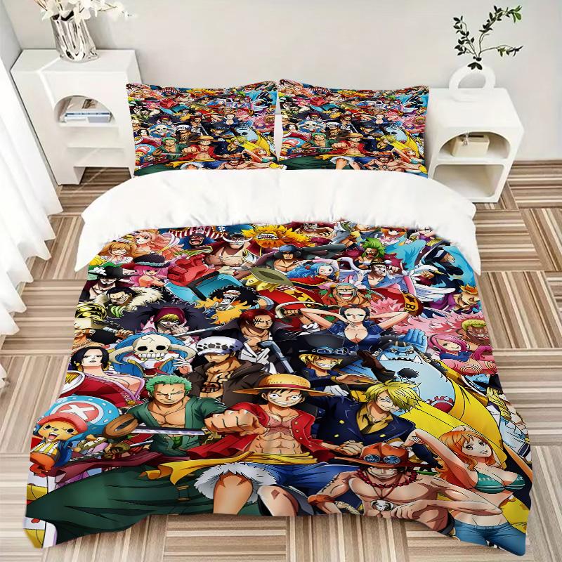 One Piece Characters Collage Print 3Pcs Bedding Setduvet Cover With 2 Bedropillowcase Home Birthday Gift