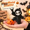 Integrated Molding Skeleton Decor Little Pumpkin Skull Ornament, 3D Printed Halloween Decor, Cute Desktop Figurine for Home Table Decoration