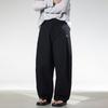 Pantalones Largos Casuales Rectos Sueltos de Algodón 100% Lisos con Pliegues para Hombre