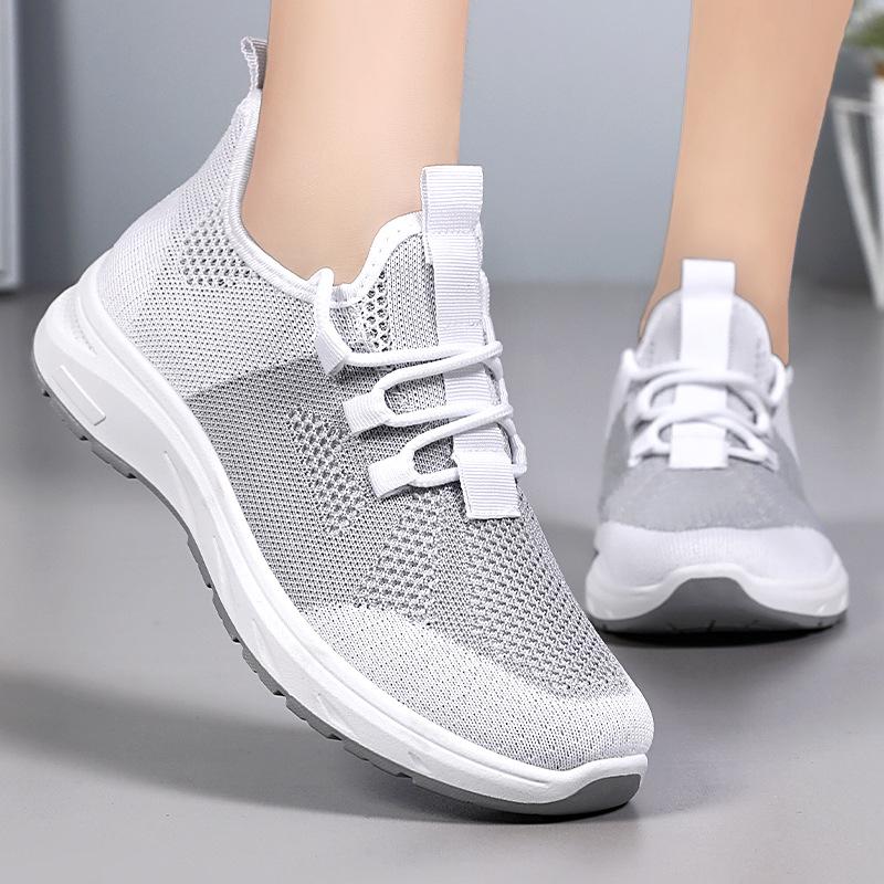 Shoes Women's mesh breathable single shoes Korean version trendy fly-woven soft-soled running shoes fashionable versatile lightweight sports shoes