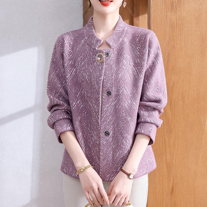 XUEXI Women's Elegant Knitted Wool Blend Jacket