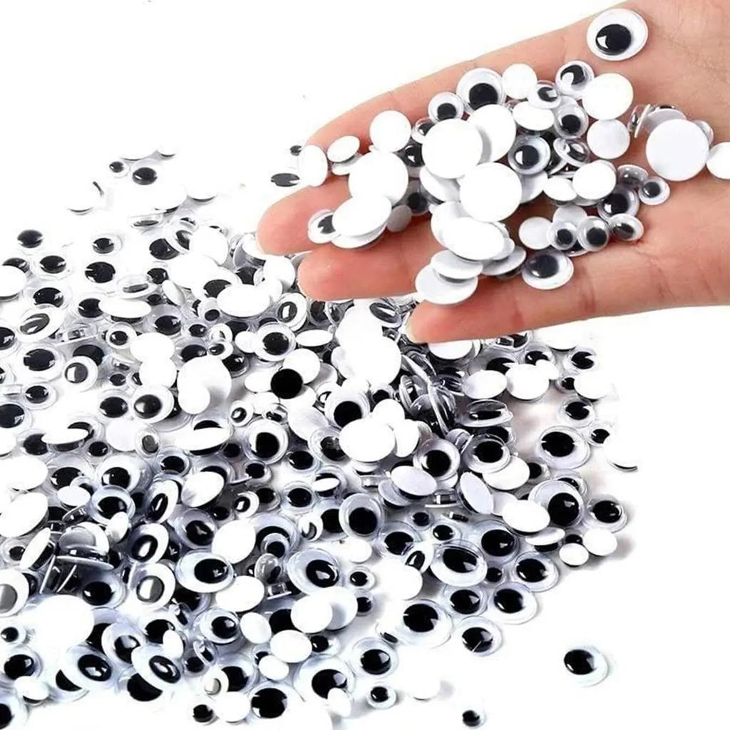 500pcs Swing Eyes Self-adhesive Black White Goose Eyes for DIY Crafts Decoration