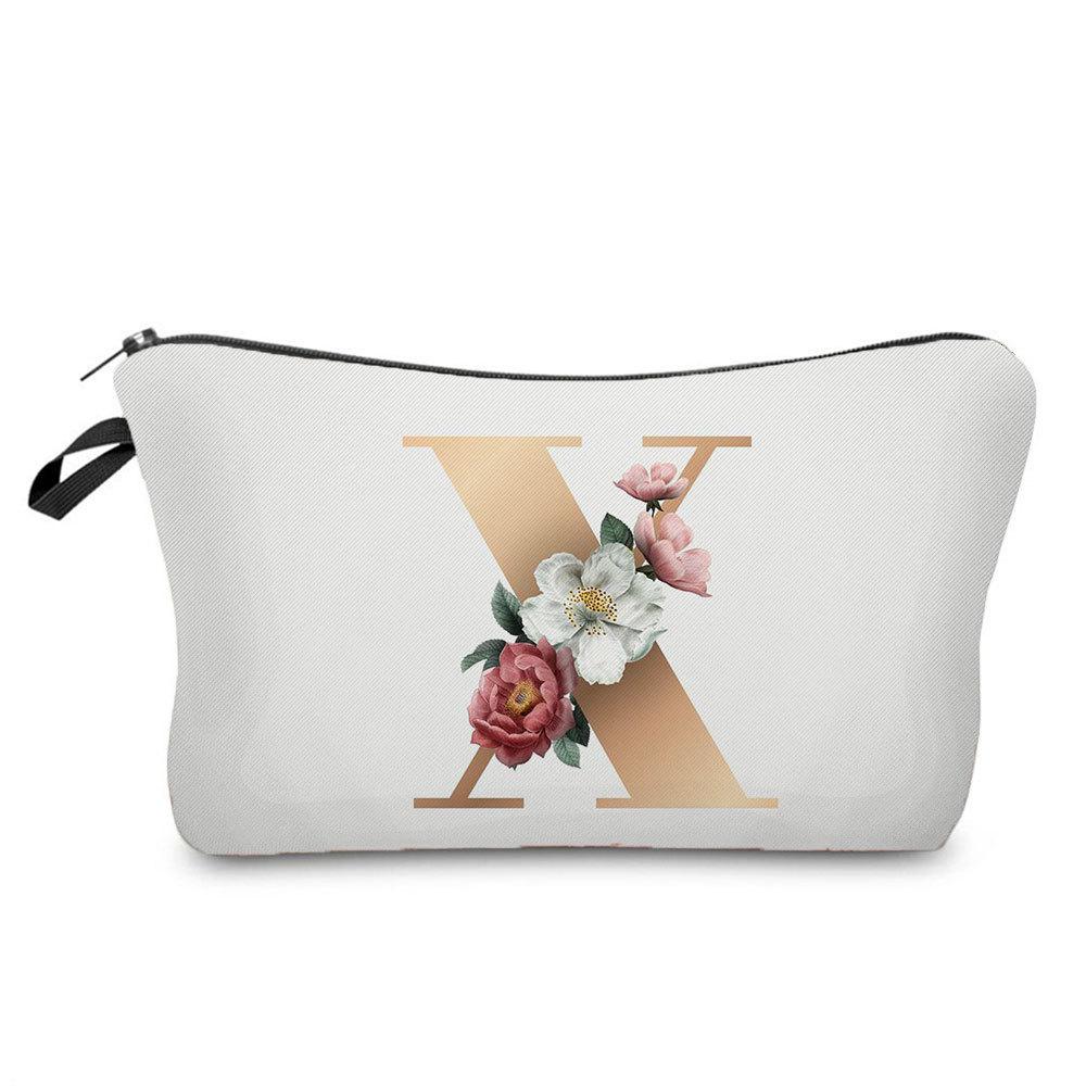 Geantă Cosmetică cu Imprimeu Litere Aurii pentru Femei Organizator pentru Articole de Toaletă Geantă de Depozitare pentru Călătorie 6719