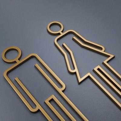 Trojrozměrná dutá koupelnová cedule kreativní cedule na dveře koupelny cedule na toaletu typ A zlatá-22x9cm