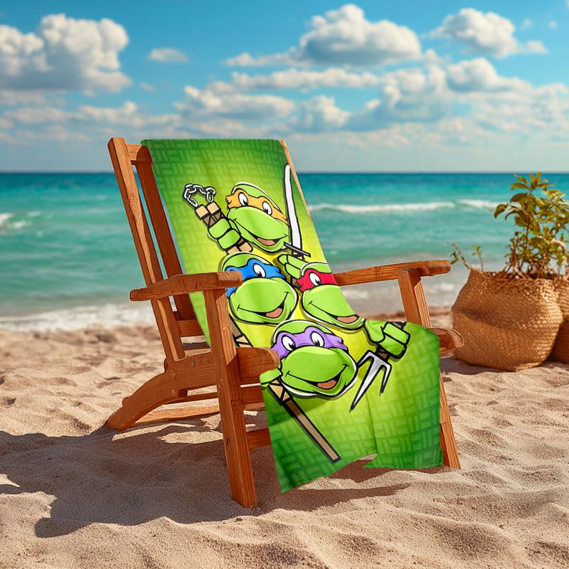 1pc Teenage Mutant Ninja Turtles Beach Towel, Comfortable and Thick, and Swimming/Bath/Picnic/Camping Towel, Suitable for Seaside Beaches