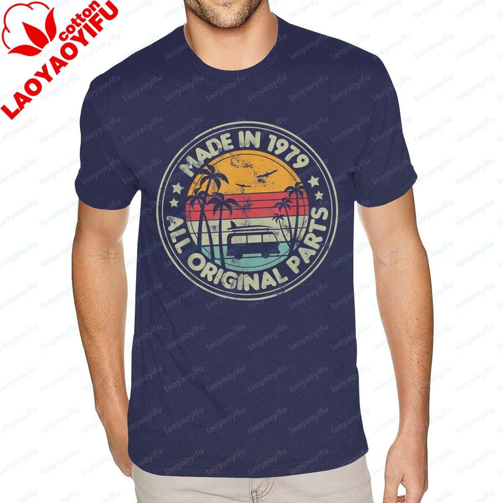 Made In 1979 All Original Parts Retro Style Sun Lover Printed T Shirt Custom Short Sleeve Valentines for Boyfriend Cotton Tees