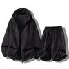 Summer Men Women Sunscreen Twinset Clothing Quick Dry Hooded Top And Shorts Set Hooded Men Women Sun Protection Clothing Suit